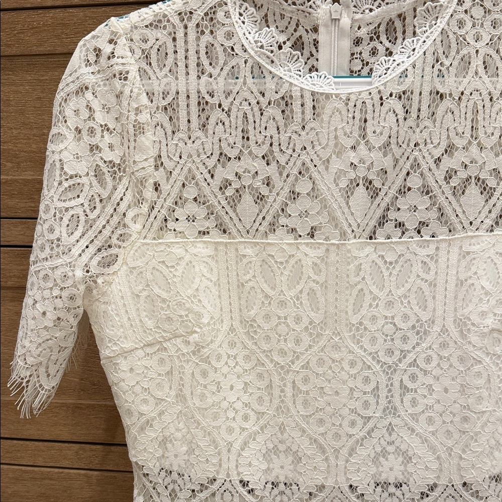 NWT Lulu's Ivory Lace Midi Dress - Picture 3 of 4